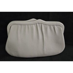 Vintage 1950s dove Gray ANDE Clutch Handbag With Gold Convertible Gold Chain